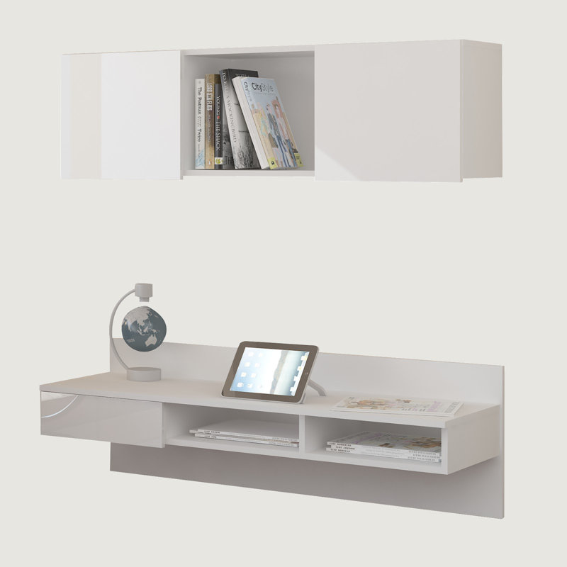 Orren Ellis Brylee WallMounted Floating Desk with Hutch Wayfair